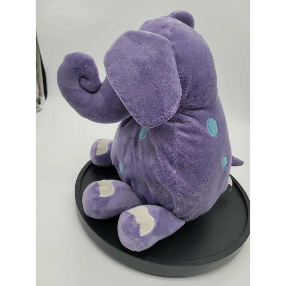 Animal Alley Toys R Us Plush Fat  Purple Elephant Round Pillow Blue Spots 12